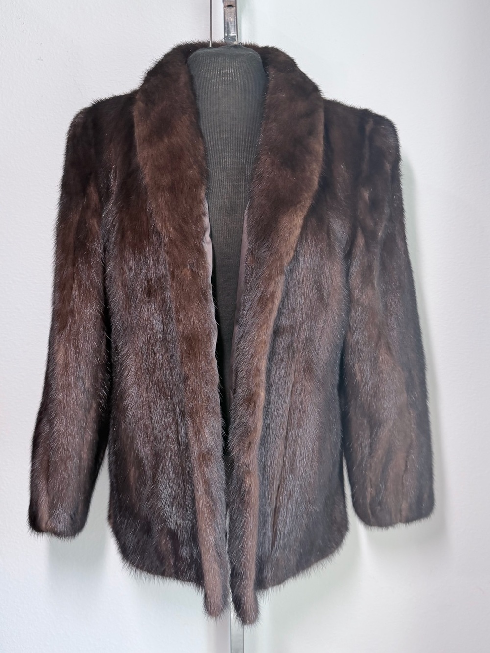 Vintage Genuine Mink Fur Jacket Mahogany Brown Size 10 Luxury Coat